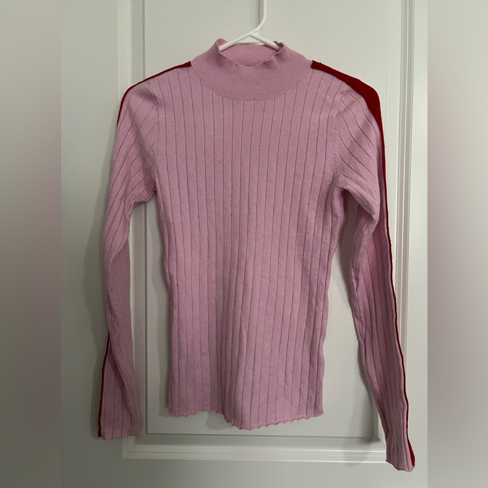 LOVERS + FRIENDS PINK MOCK NECK SWEATER - X SMALL
